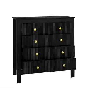 Dressoir in moderne stijl, ladekast met opbergruimte, met gouden handgrepen, zwart Dressoir in moderne stijl, ladekast met opbergruimte, met gouden handgrepen, zwart
