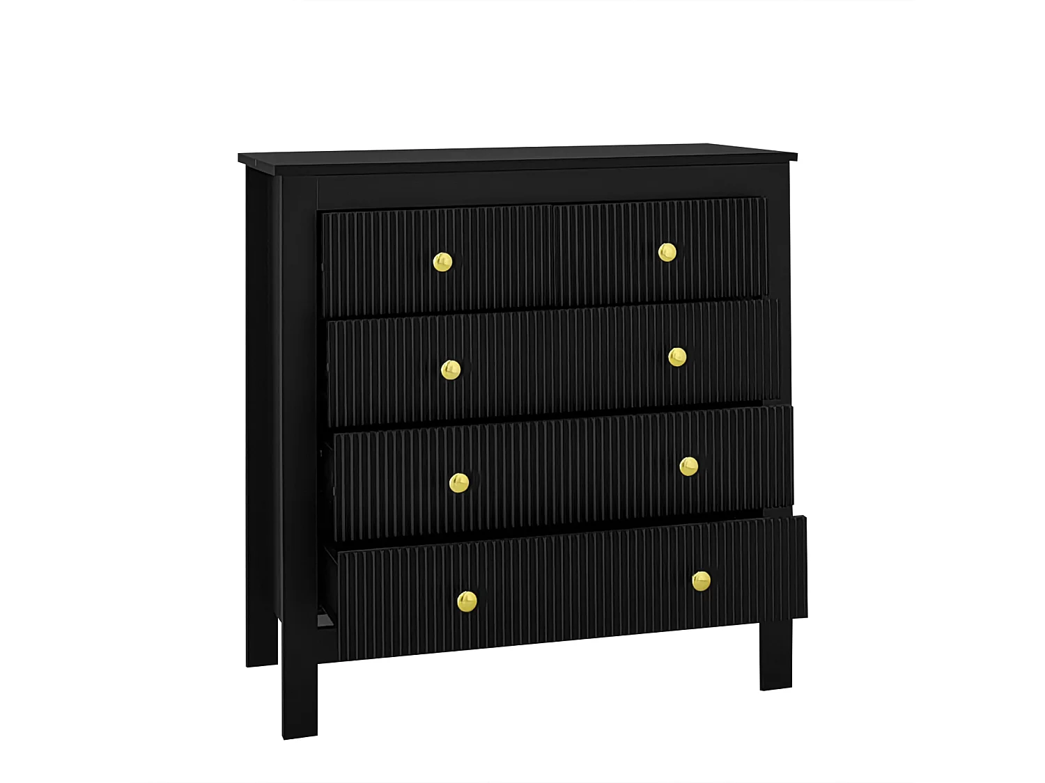 Dressoir in moderne stijl, ladekast met opbergruimte, met gouden handgrepen, zwart