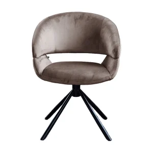 Gestoffeerde stoel – Taupe Fluweel – LARA Gestoffeerde stoel – Taupe Fluweel – LARA