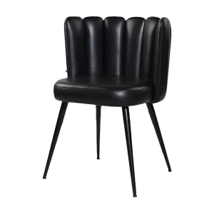 Gestoffeerde stoel – Zwart Leer – JADA Gestoffeerde stoel – Zwart Leer – JADA