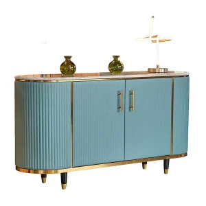 Dressoir – Lichtblauw Marmer, Imitatieleer – MARIA