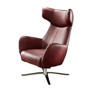 Draaibare fauteuil – Rood Leer – RANDY