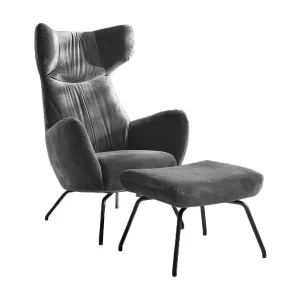 Oorfauteuil – Grijs Fluweel – LOTTE Oorfauteuil – Grijs Fluweel – LOTTE