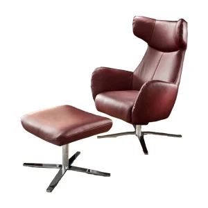 Draaibare fauteuil – Rood Leer – RANDY