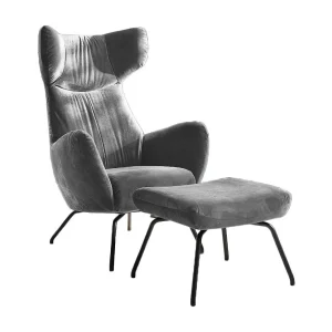 Oorfauteuil – Zilver Fluweel – LOTTE Oorfauteuil – Zilver Fluweel – LOTTE