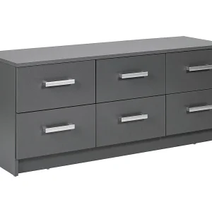 Grafietgrijze ladekast 6 laden Reta 122 cm Grafietgrijze ladekast 6 laden Reta 122 cm