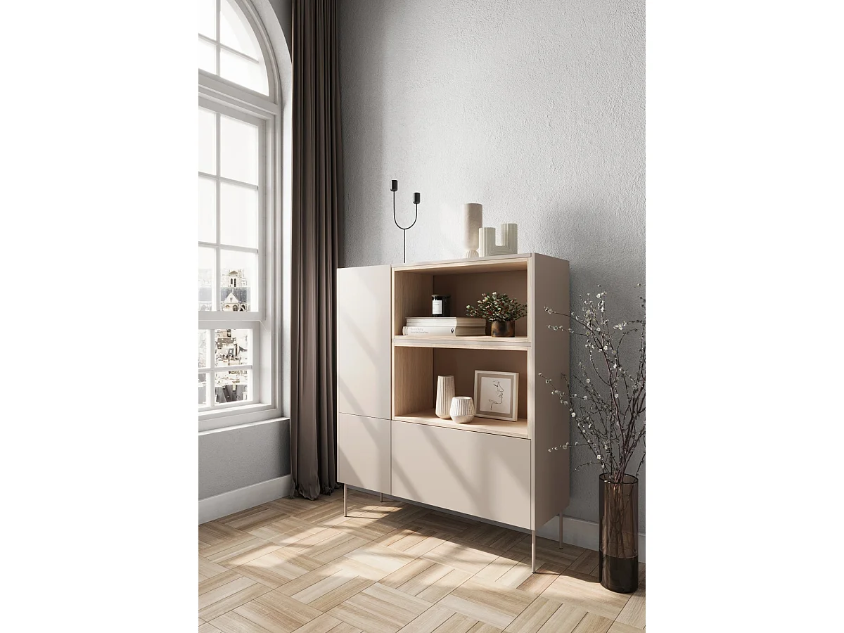 Dressoir 2 deuren 1 lade met metalen voet 120x140 cm
