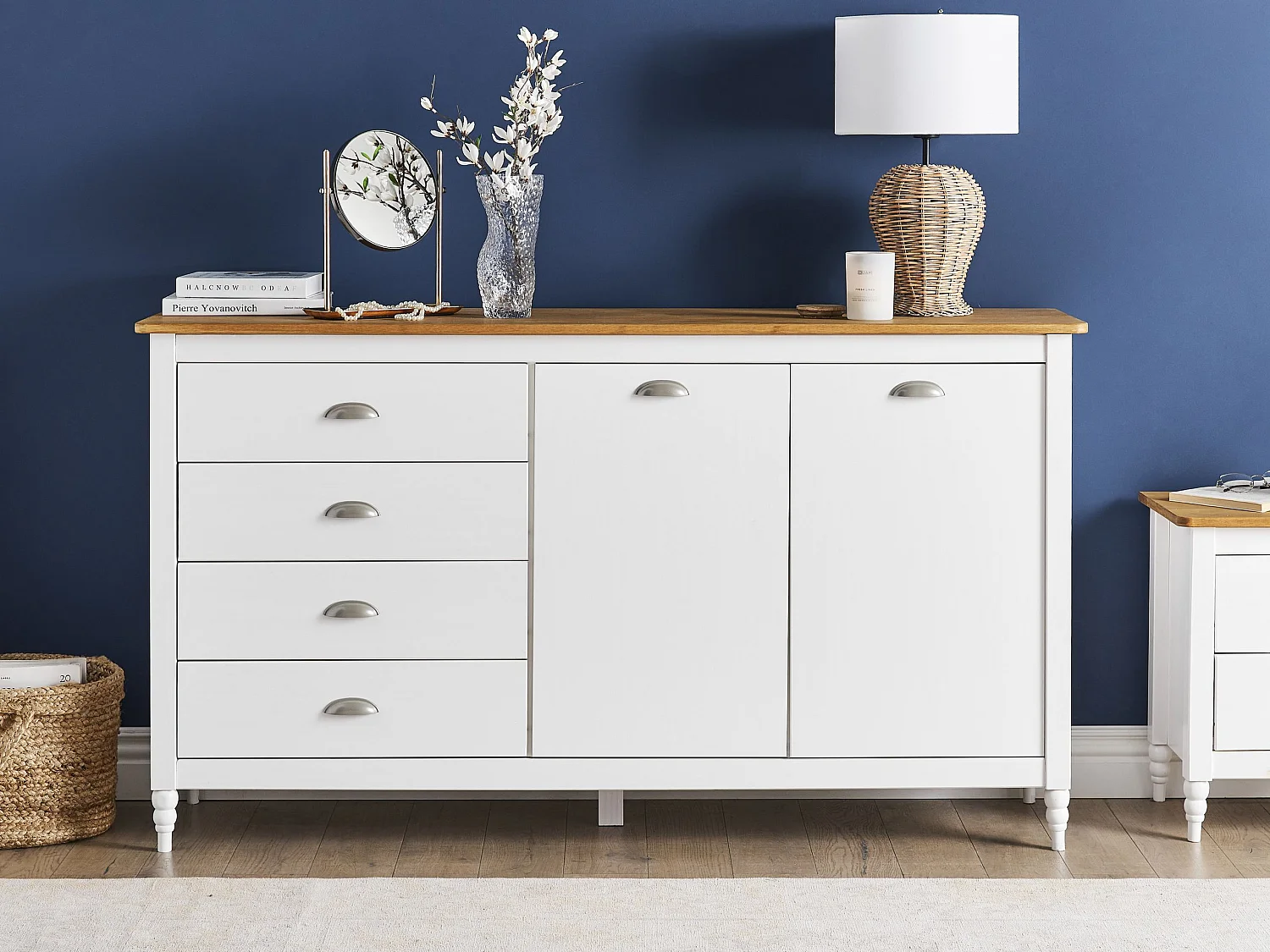 Dressoir met 2 deuren SHILLINGTON Dennenhout Wit