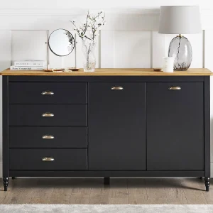 Dressoir met 2 deuren SHILLINGTON Dennenhout Zwart Dressoir met 2 deuren SHILLINGTON Dennenhout Zwart