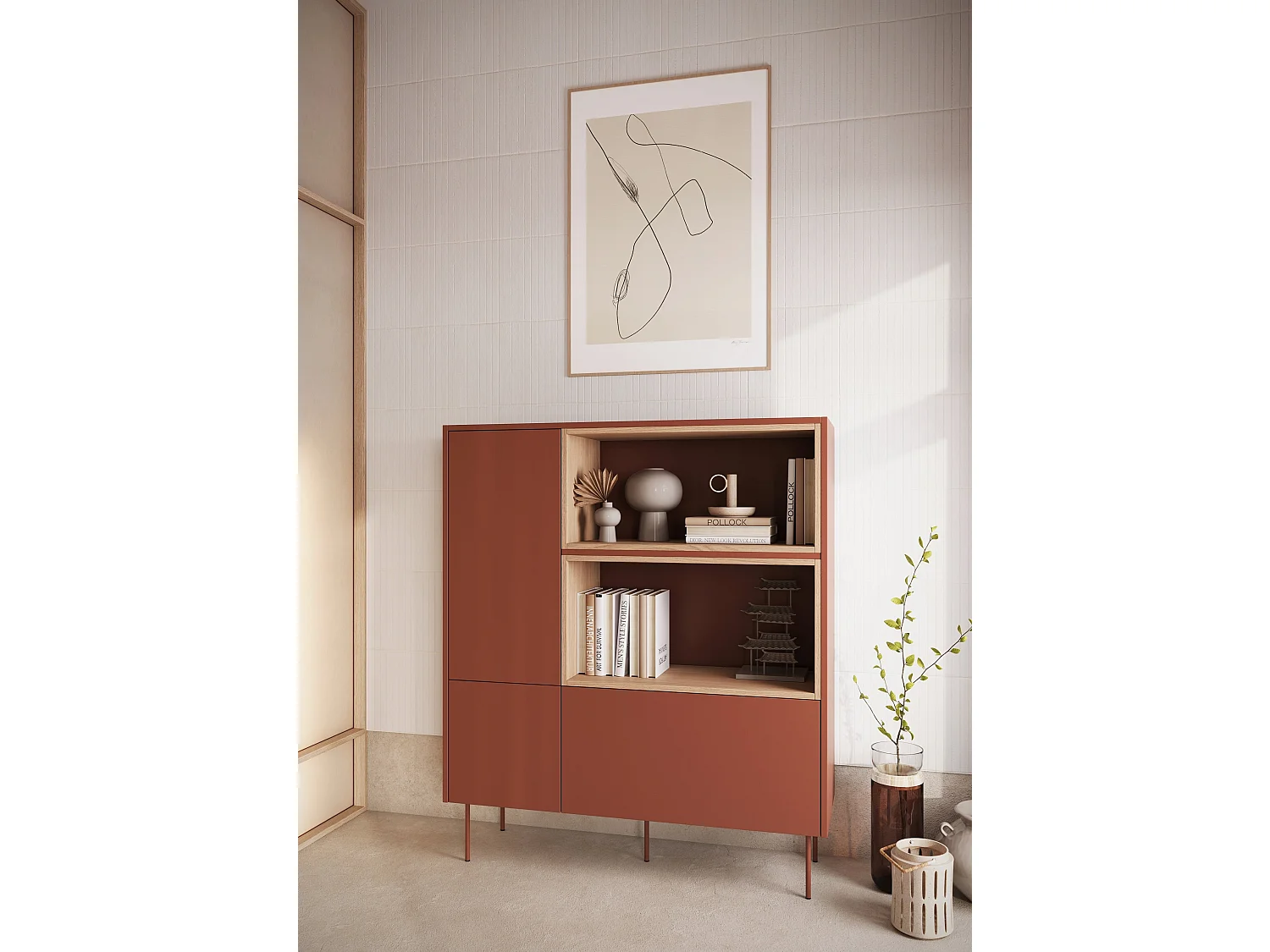 Dressoir 2 deuren 1 lade met metalen voet 120x140 cm