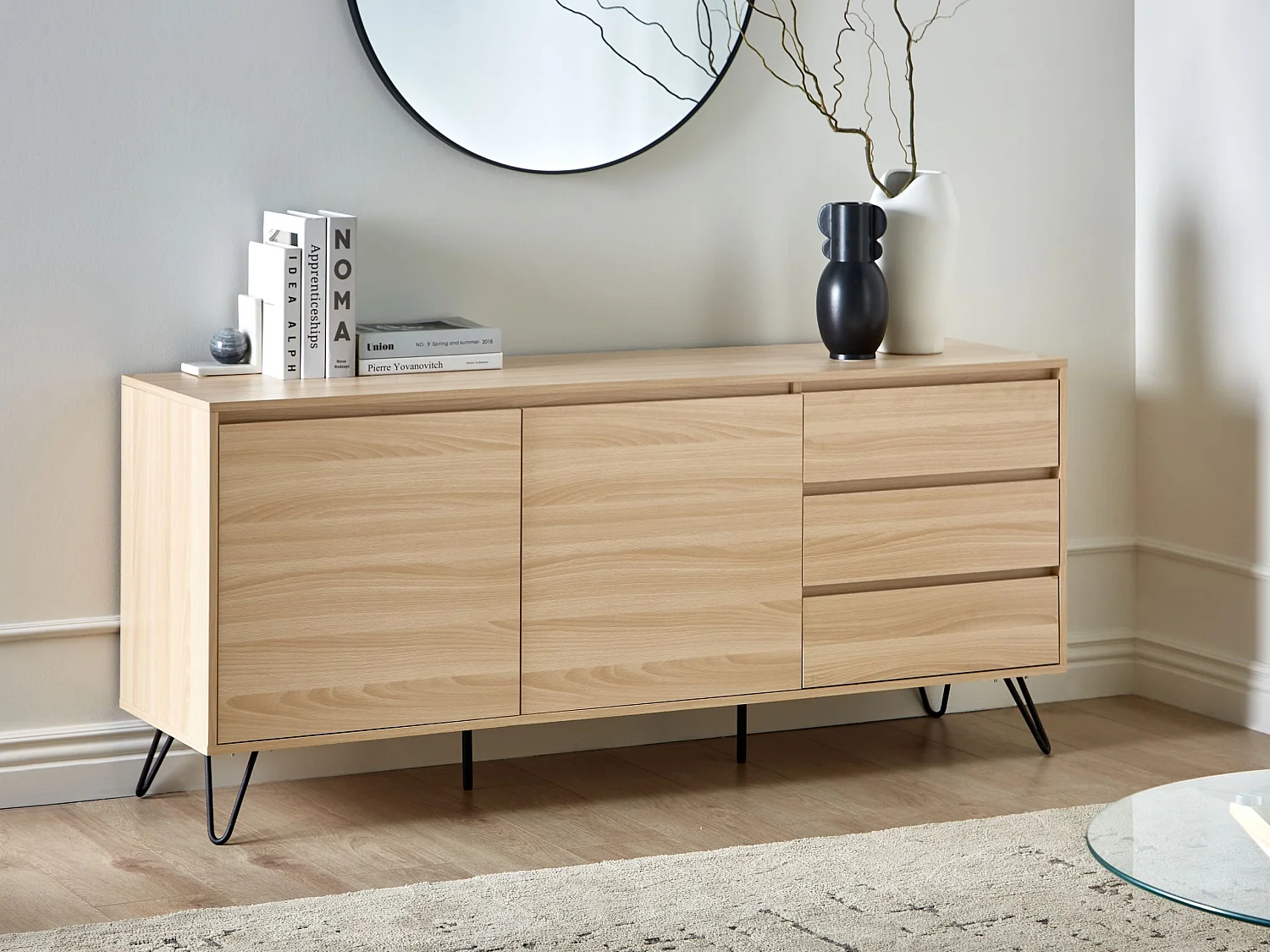 Dressoir met 2 deuren CARDIGAN Lichtbruin
