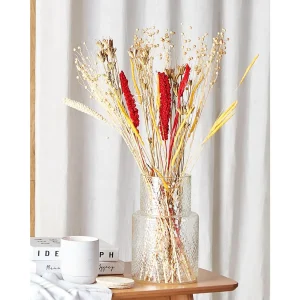 Droogbloemen boeket 65 cm rood en geel PAMPELUNA