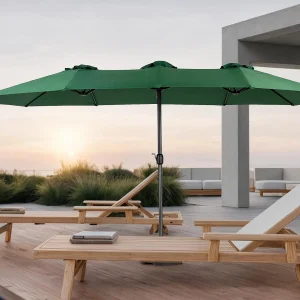 Dubbele parasol (4,53m x 2,67m) – Zwenkbare parasol – Zwengelsysteem – Perfect voor tuin of terras – Optimale zonwering