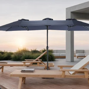 Dubbele parasol (4,53m x 2,67m) – Zwenkbare parasol – Zwengelsysteem – Perfect voor tuin of terras – Optimale zonwering