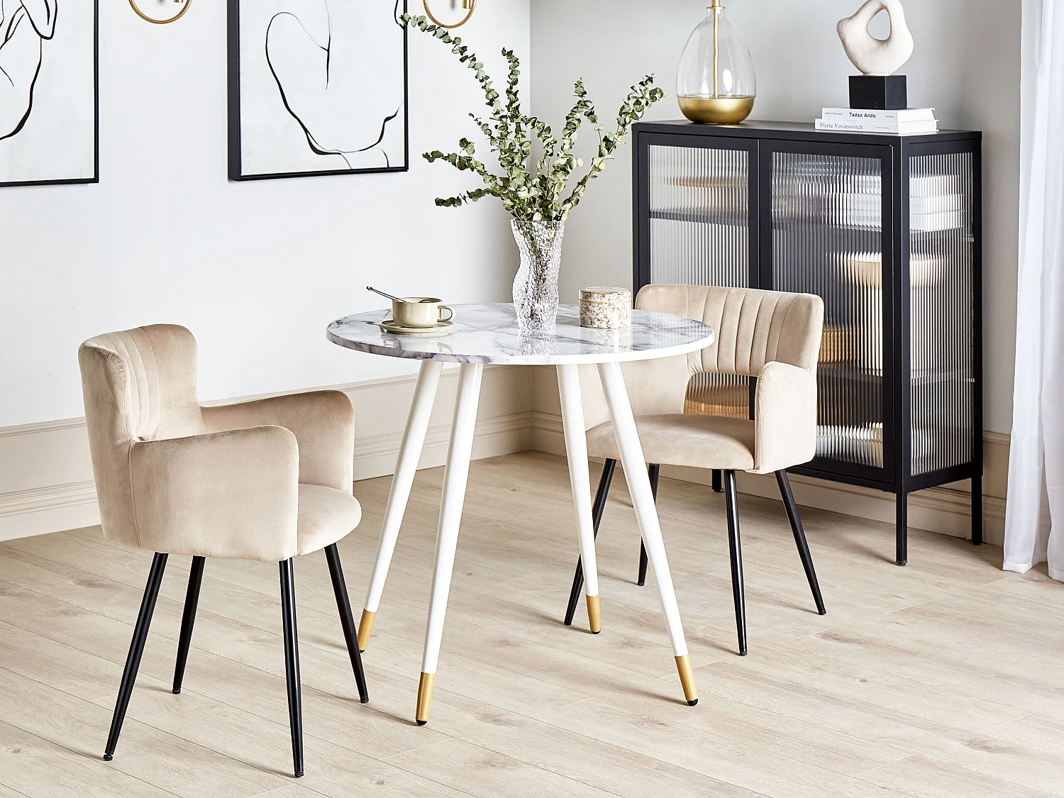 Eettafel GUTIERE Wit marmer 80 cm 80 cm
