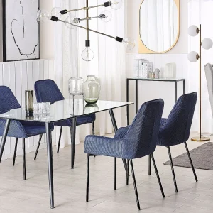 Eettafel MIDLAND Zwart 140 cm 80 cm Veiligheidsglas
