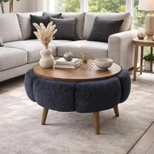 Elegante "Papatya 60" Houten Salontafel – Antraciet Grijs – 60 x 60 x 44 cm Elegante "Papatya 60" Houten Salontafel – Antraciet Grijs – 60 x 60 x 44 cm