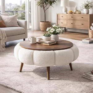 Elegante "Papatya 60" Houten Salontafel – Wit – 60 x 60 x 44 cm Elegante "Papatya 60" Houten Salontafel – Wit – 60 x 60 x 44 cm