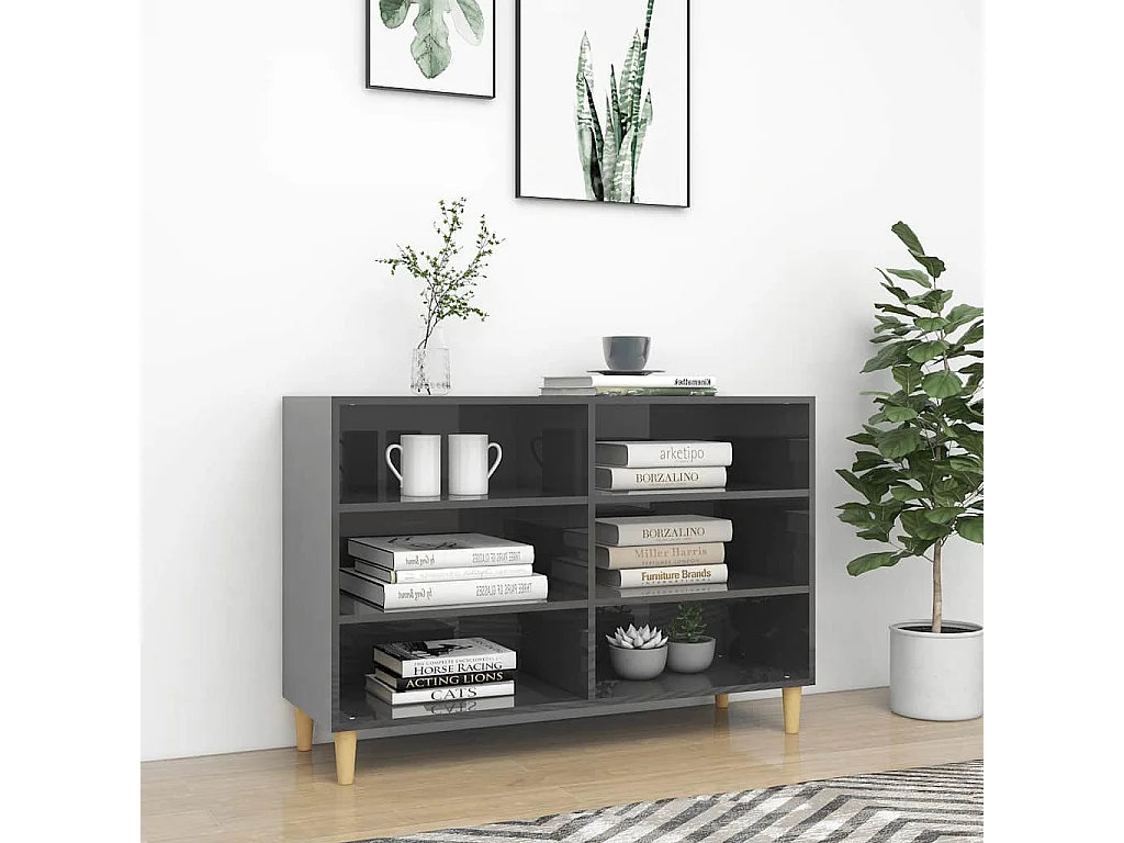 Dressoir 103,5x35x70 cm bewerkt hout hoogglans grijs