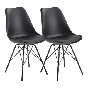 eetkamer  set van 2 zwarte keukenstoelen Scandinavisch