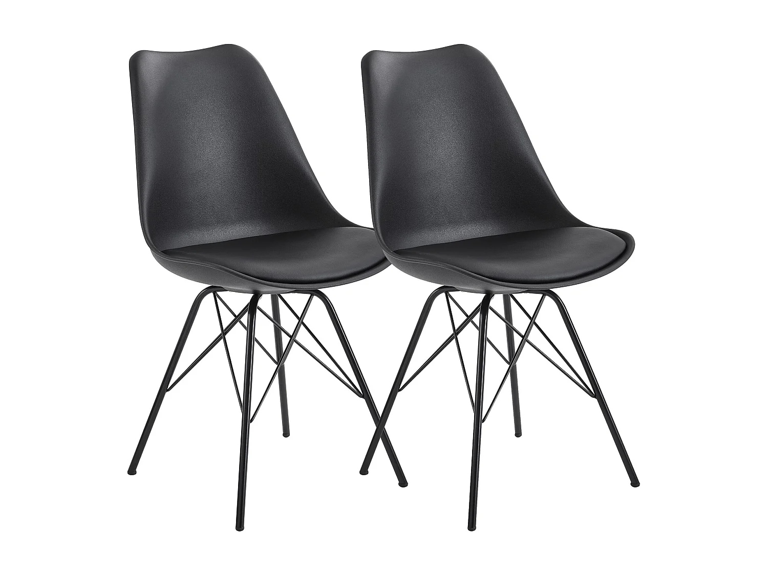 eetkamer set van 2 zwarte keukenstoelen Scandinavisch