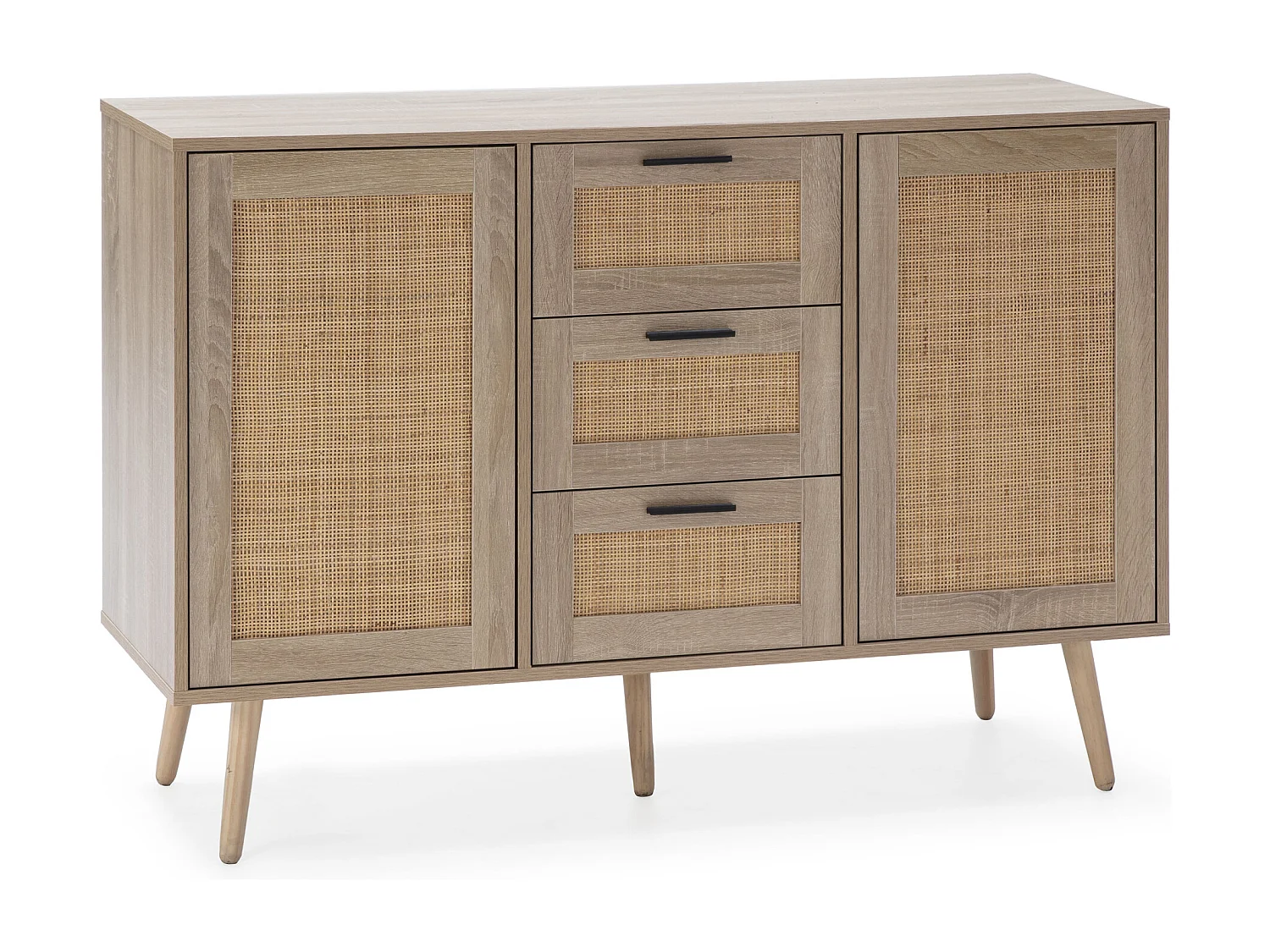 Dressoir Dalia 3 laden en 2 deuren eiken kleur, 120 cm breed