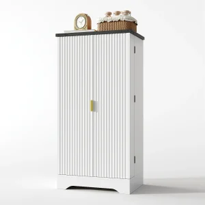 Dressoir in landelijke stijl – kast met 2 deuren, verstelbare planken, wit Dressoir in landelijke stijl – kast met 2 deuren, verstelbare planken, wit