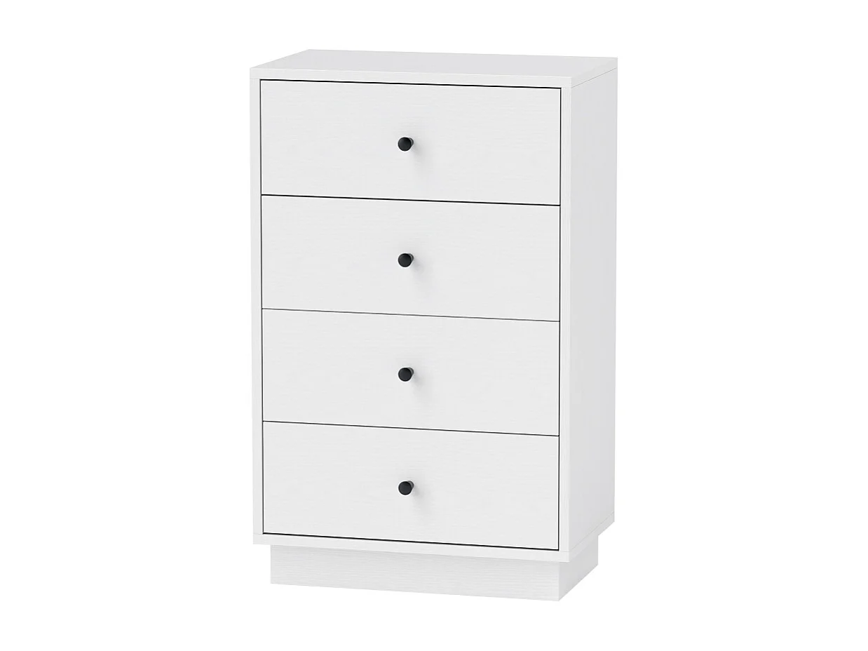 Dressoir met 4 lades, commode voor woonkamer, slaapkamer, gang, 47 x 29 x 75 cm, wit