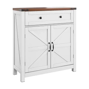 Dressoir, opbergmeubel met lade en deuren, verstelbare plank, voor woonkamer, 40x80x80 cm, wit