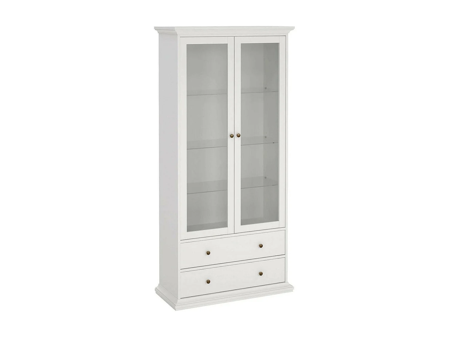 Dvatt vitrinekast, Vitrinekast, Multifunctionele vitrinekast, Woonkamerdressoir, 96x42 h201 cm, Wit