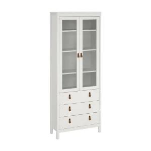 Dvecch vitrinekast, Vitrinekast, Multifunctionele vitrinekast, Woonkamerdressoir, 78×33 h199 cm, Wit Dvecch vitrinekast, Vitrinekast, Multifunctionele vitrinekast, Woonkamerdressoir, 78×33 h199 cm, Wit