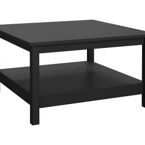 Dvalzani salontafel, Lage salontafel, Tijdschriftenrek voor bank, Woonkamerplank, 81×81 h45 cm, Zwart Dvalzani salontafel, Lage salontafel, Tijdschriftenrek voor bank, Woonkamerplank, 81×81 h45 cm, Zwart
