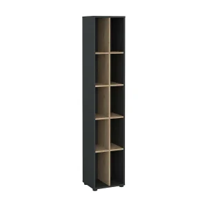 Dtedesc boekenkast, Kantoorplank, Boekenkast, Bibliotheek, 41×34 h205 cm, Eiken en Grijs Dtedesc boekenkast, Kantoorplank, Boekenkast, Bibliotheek, 41×34 h205 cm, Eiken en Grijs