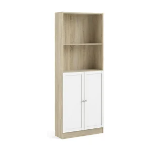 Dsoffrid boekenkast, Kantoorplank, Boekenkast, Bibliotheek, 79×28 h203 cm, Eiken en Wit Dsoffrid boekenkast, Kantoorplank, Boekenkast, Bibliotheek, 79×28 h203 cm, Eiken en Wit