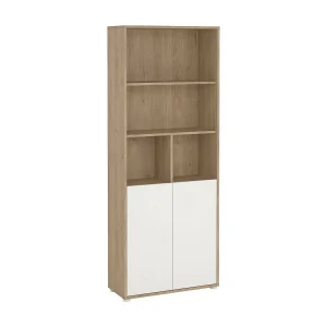 Dtassot boekenkast, Kantoorplank, Boekenkast, Bibliotheek, 80×34 h205 cm, Eiken en Wit Dtassot boekenkast, Kantoorplank, Boekenkast, Bibliotheek, 80×34 h205 cm, Eiken en Wit
