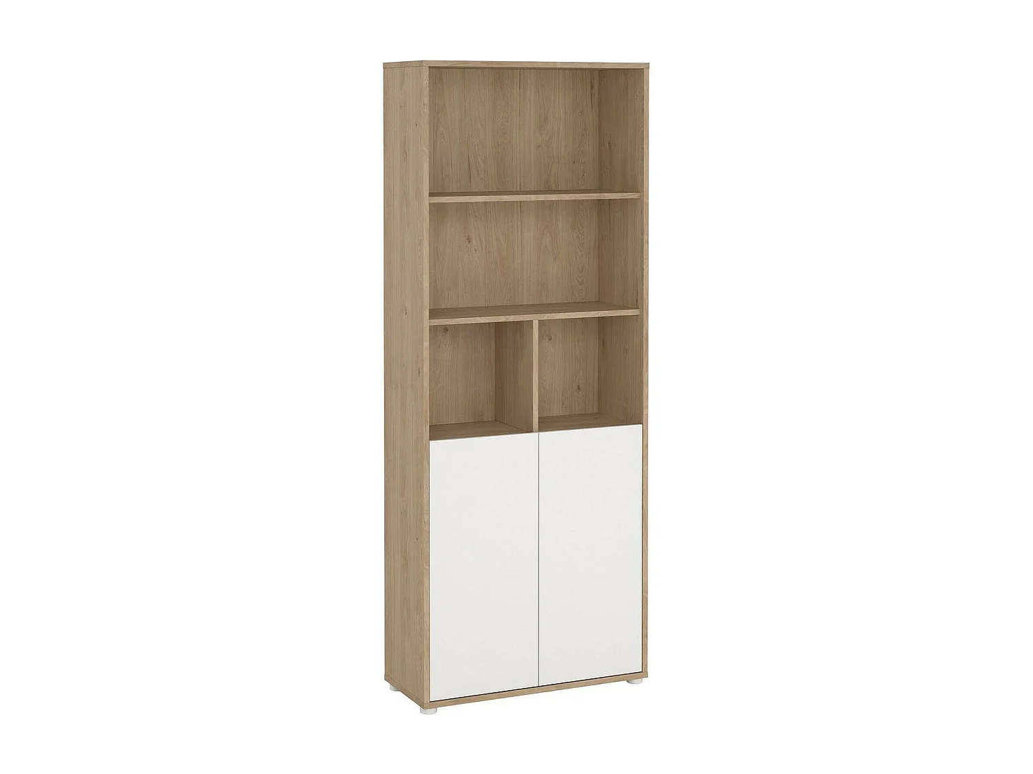 Dtassot boekenkast, Kantoorplank, Boekenkast, Bibliotheek, 80x34 h205 cm, Eiken en Wit