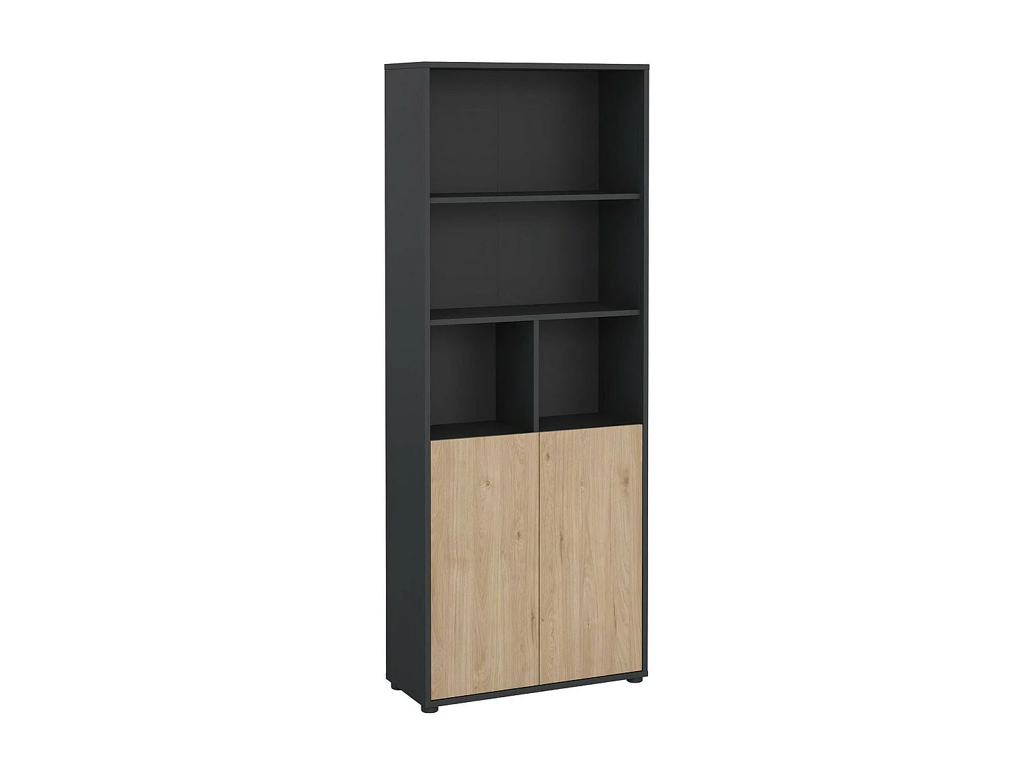 Dtassot boekenkast, Kantoorplank, Boekenkast, Bibliotheek, 80x34 h205 cm, Eiken en Grijs