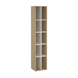 Dtedesc boekenkast, Kantoorplank, Boekenkast, Bibliotheek, 41×34 h205 cm, Eiken en Wit Dtedesc boekenkast, Kantoorplank, Boekenkast, Bibliotheek, 41×34 h205 cm, Eiken en Wit