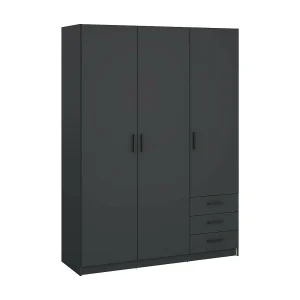 Dsenk 3-deurskast, Slaapkamermeubel, Inloopkast, Kledingkast, 147×50 h200 cm, Grijs Dsenk 3-deurskast, Slaapkamermeubel, Inloopkast, Kledingkast, 147×50 h200 cm, Grijs