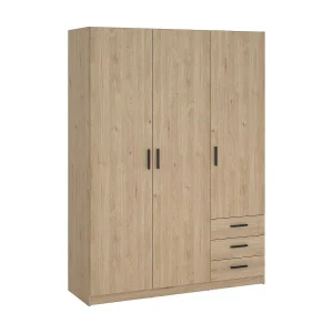 Dsenk 3-deurskast, Slaapkamermeubel, Inloopkast, Kledingkast, 147×50 h200 cm, Eiken Dsenk 3-deurskast, Slaapkamermeubel, Inloopkast, Kledingkast, 147×50 h200 cm, Eiken
