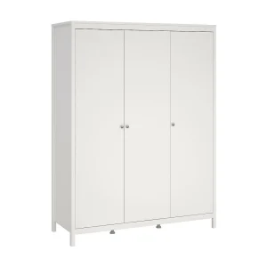 Dsemiol 3-deurskast, Slaapkamermeubel, Inloopkast, Kledingkast, 150×58 h199 cm, Wit Dsemiol 3-deurskast, Slaapkamermeubel, Inloopkast, Kledingkast, 150×58 h199 cm, Wit
