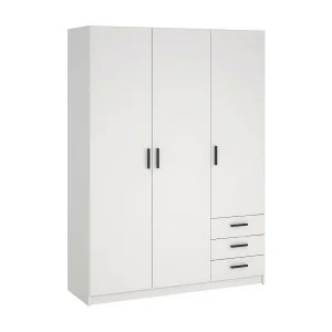 Dsenk 3-deurskast, Slaapkamermeubel, Inloopkast, Kledingkast, 147×50 h200 cm, Wit Dsenk 3-deurskast, Slaapkamermeubel, Inloopkast, Kledingkast, 147×50 h200 cm, Wit