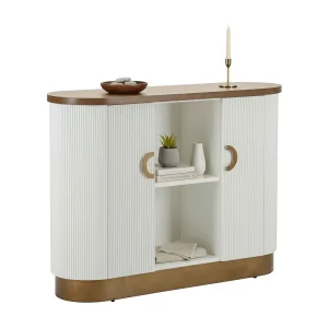 Ferrule dressoir, Woonkamerbuffet, Woonkamerdressoir, Keukenkast, 121×41 h90 cm, Wit en Bruin