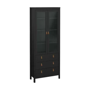 Dvecch vitrinekast, Vitrinekast, Multifunctionele vitrinekast, Woonkamerdressoir, 78×33 h199 cm, Zwart Dvecch vitrinekast, Vitrinekast, Multifunctionele vitrinekast, Woonkamerdressoir, 78×33 h199 cm, Zwart