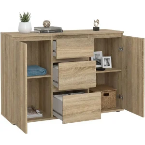 Dsaltutt dressoir, Woonkamerbuffet, Woonkamerdressoir, Keukenkast, 119×40 h84 cm, Eiken Dsaltutt dressoir, Woonkamerbuffet, Woonkamerdressoir, Keukenkast, 119×40 h84 cm, Eiken