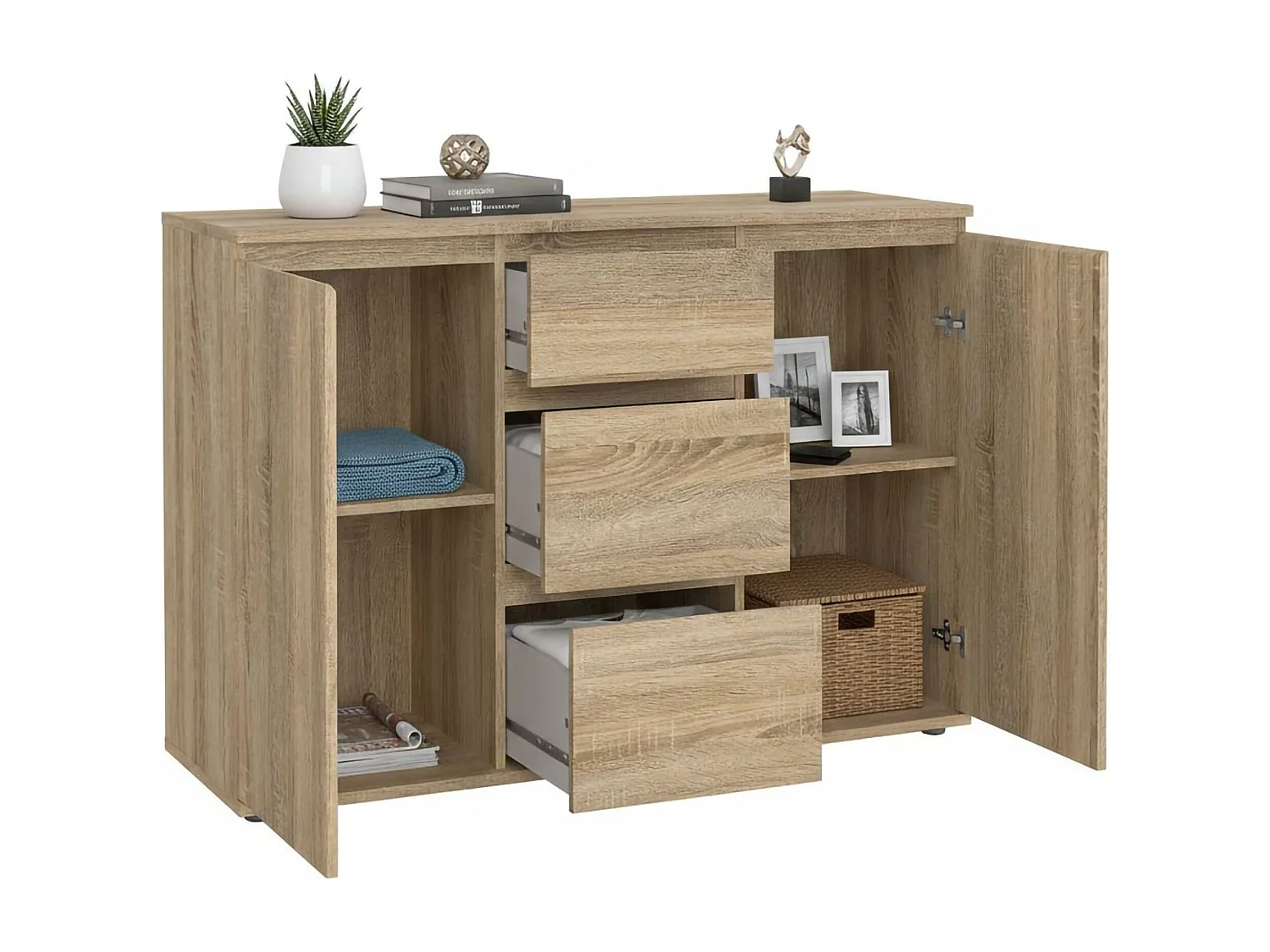 Dsaltutt dressoir, Woonkamerbuffet, Woonkamerdressoir, Keukenkast, 119x40 h84 cm, Eiken