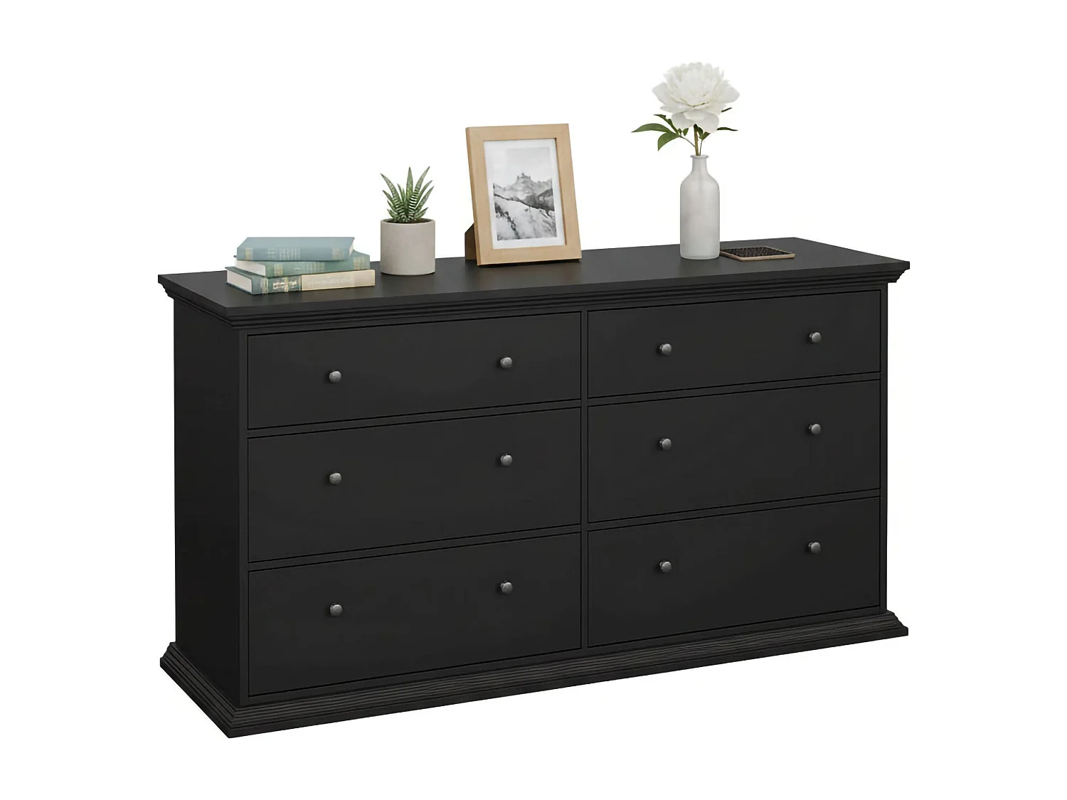 Dsanson dressoir, Woonkamerbuffet, Woonkamerdressoir, Keukenkast, 163x52 h88 cm, Zwart