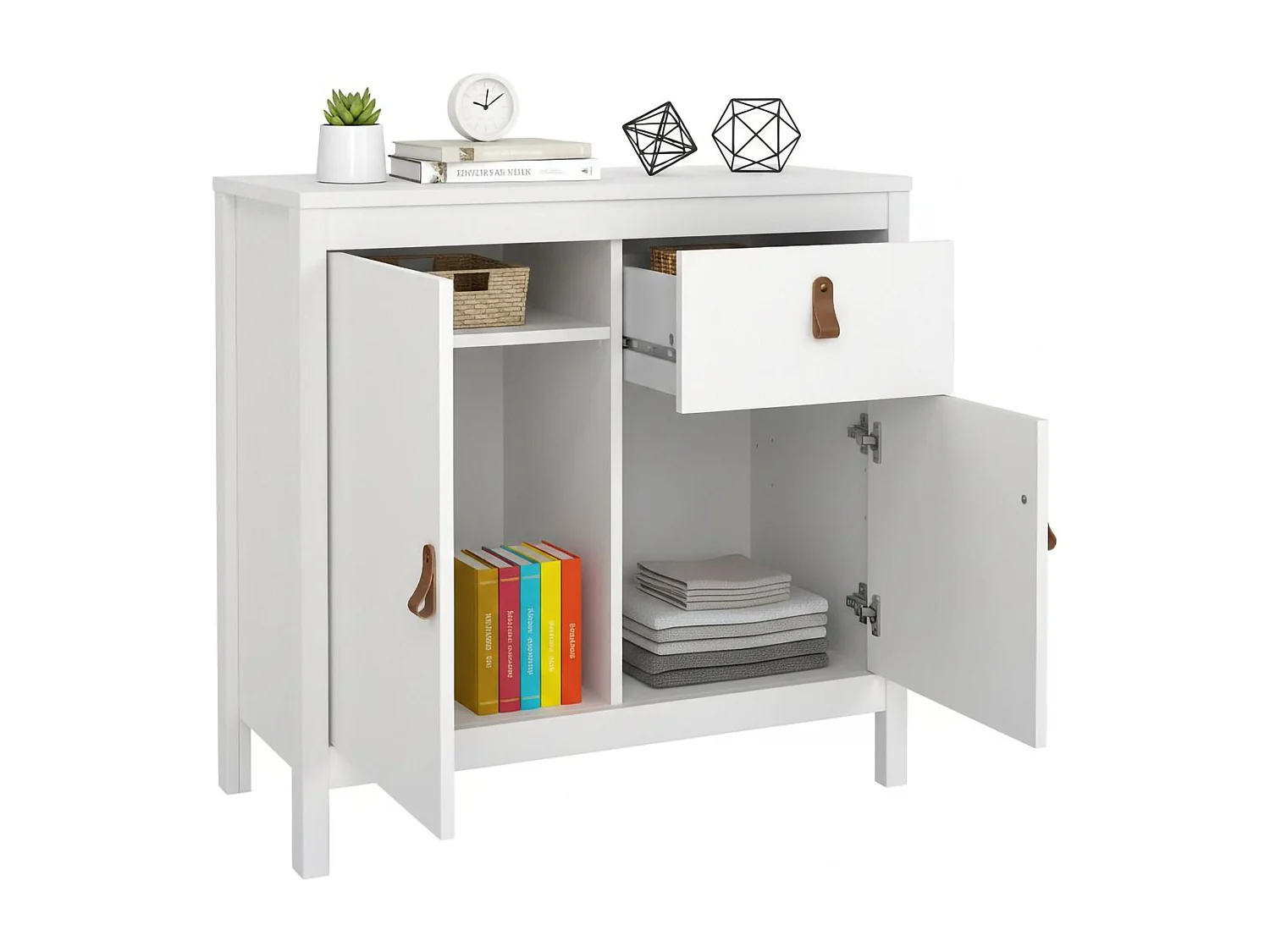 Dsaracin dressoir, Woonkamerbuffet, Woonkamerdressoir, Keukenkast, 82x38 h80 cm, Wit
