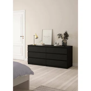 Dsanog dressoir, Woonkamerbuffet, Woonkamerdressoir, Keukenkast, 154×50 h70 cm, Zwart Dsanog dressoir, Woonkamerbuffet, Woonkamerdressoir, Keukenkast, 154×50 h70 cm, Zwart