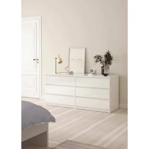 Dsanog dressoir, Woonkamerbuffet, Woonkamerdressoir, Keukenkast, 154×50 h70 cm, Wit Dsanog dressoir, Woonkamerbuffet, Woonkamerdressoir, Keukenkast, 154×50 h70 cm, Wit